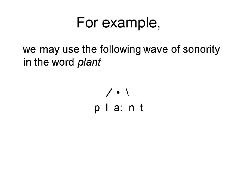 For example,    we may use the following wave of sonority in